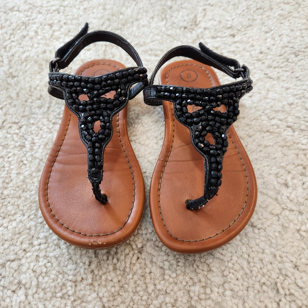 Girl's Beaded Velcro Strap Sandal
